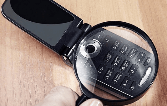 Phone with magnifying glass